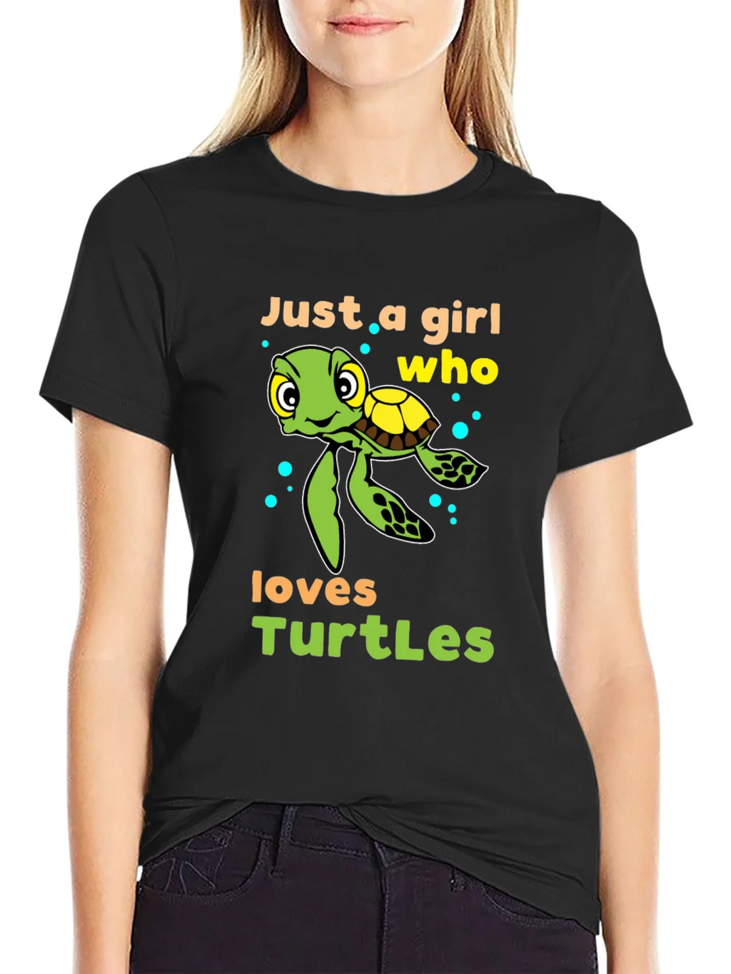 Girl Who Loves Turtles T-Shirt - Cute Sea Turtle Design product image 2