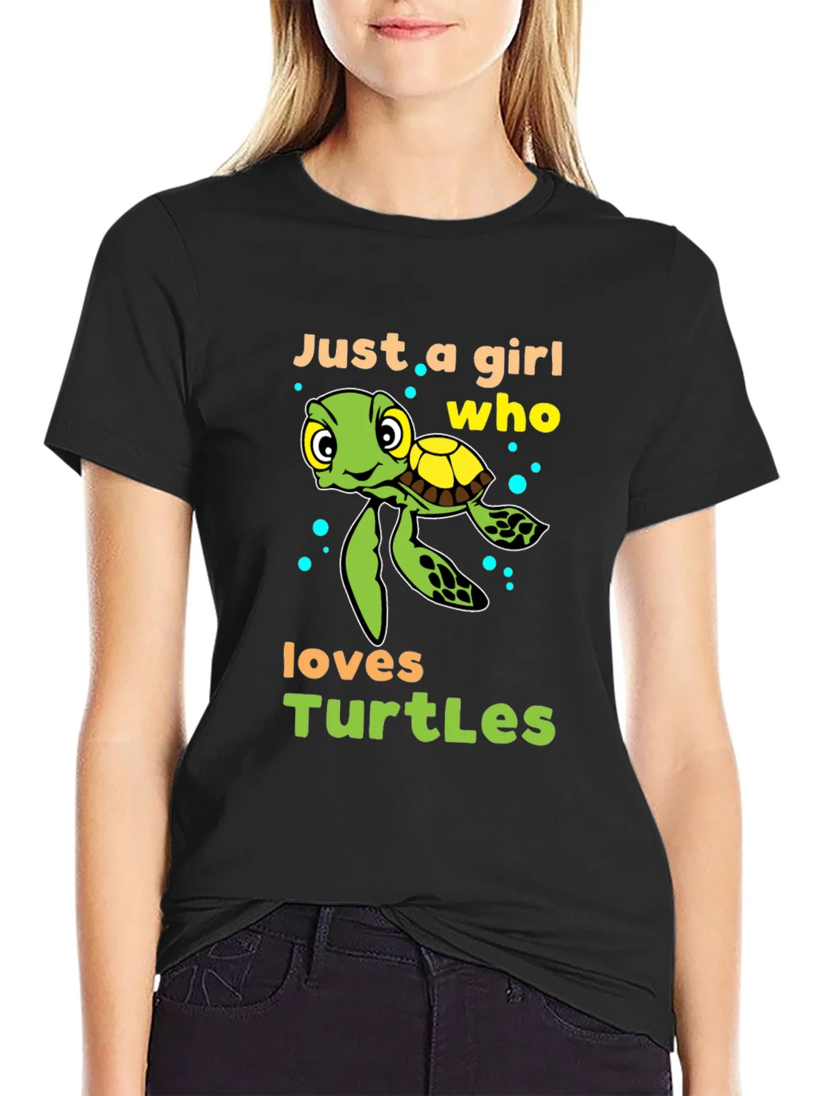 Girl Who Loves Turtles T-Shirt - Cute Sea Turtle Design product image 2