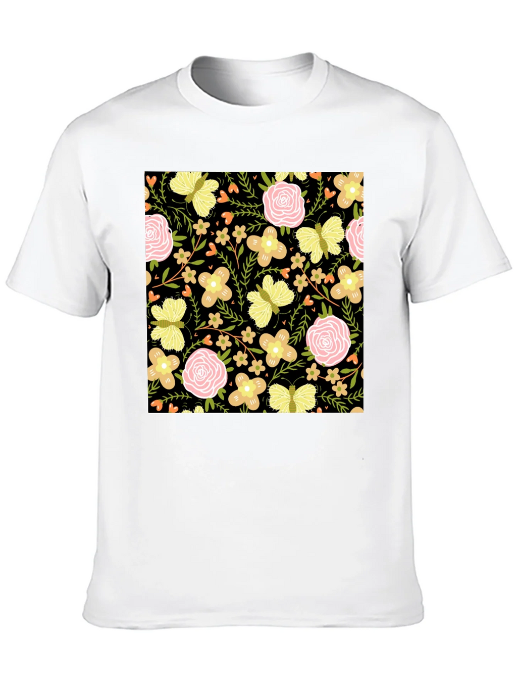 Floral & Butterfly Print Black T-Shirt product image 9