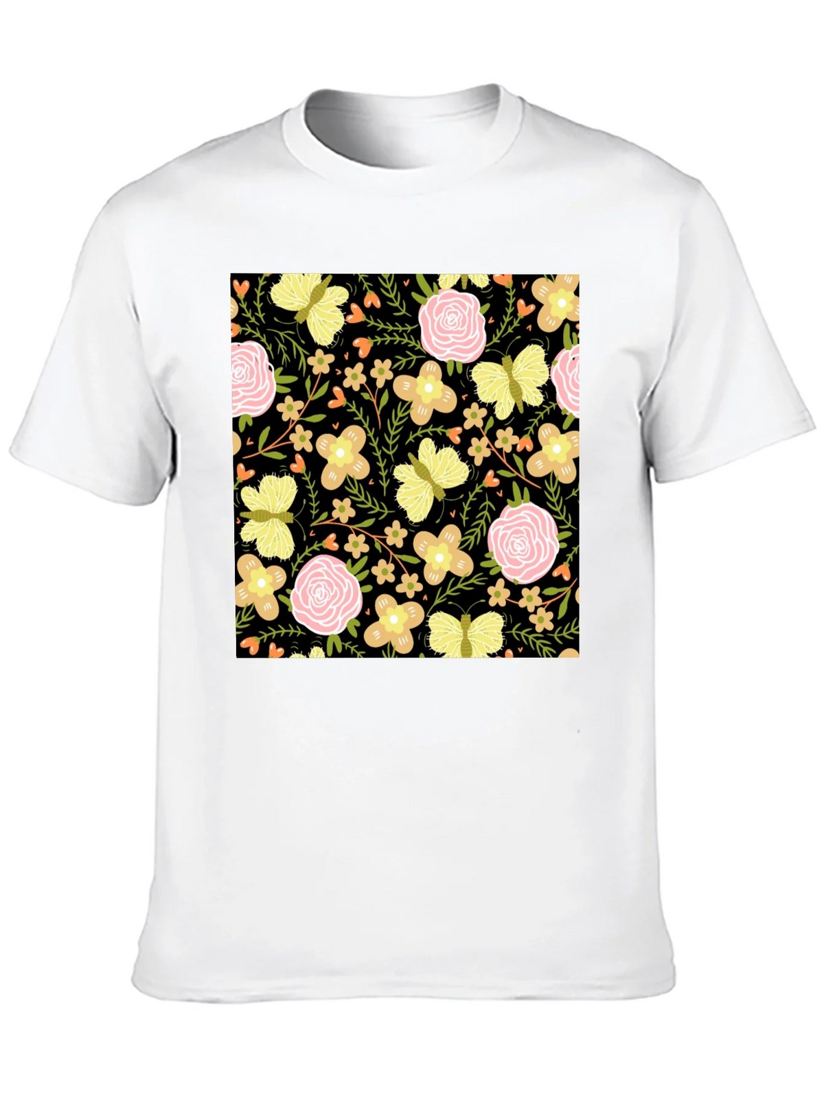 Floral & Butterfly Print Black T-Shirt product image 9