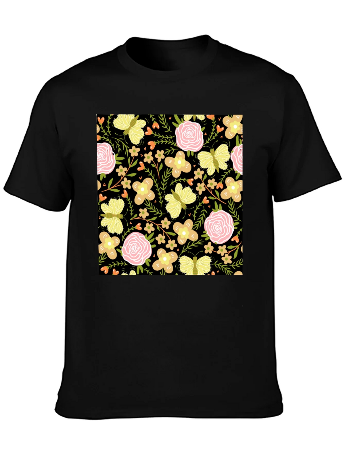 Floral & Butterfly Print Black T-Shirt product image 3
