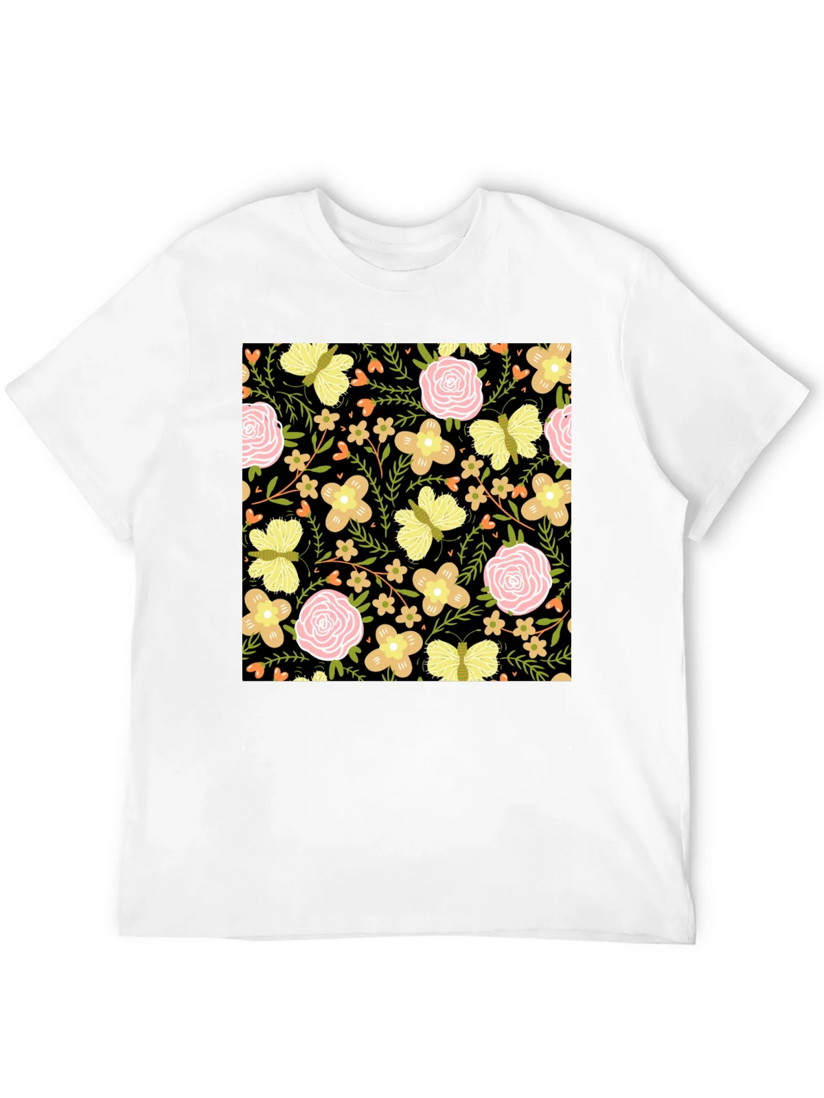 Floral & Butterfly Print Black T-Shirt product image 11