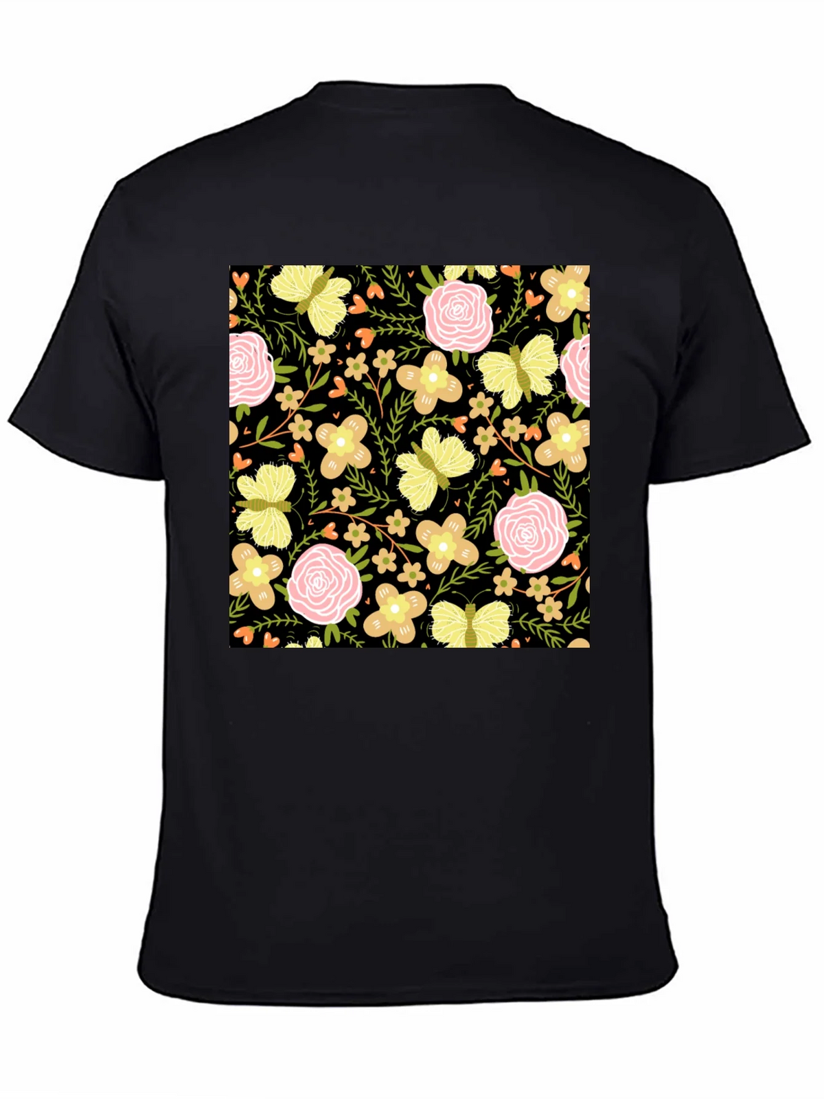 Floral & Butterfly Print Black T-Shirt product image 4