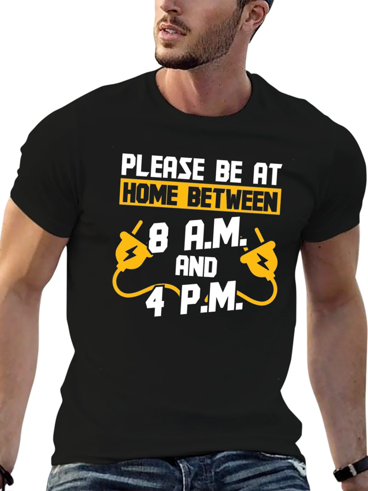 Funny Electrician Please Be Home Mens Black T-Shirt product image 4