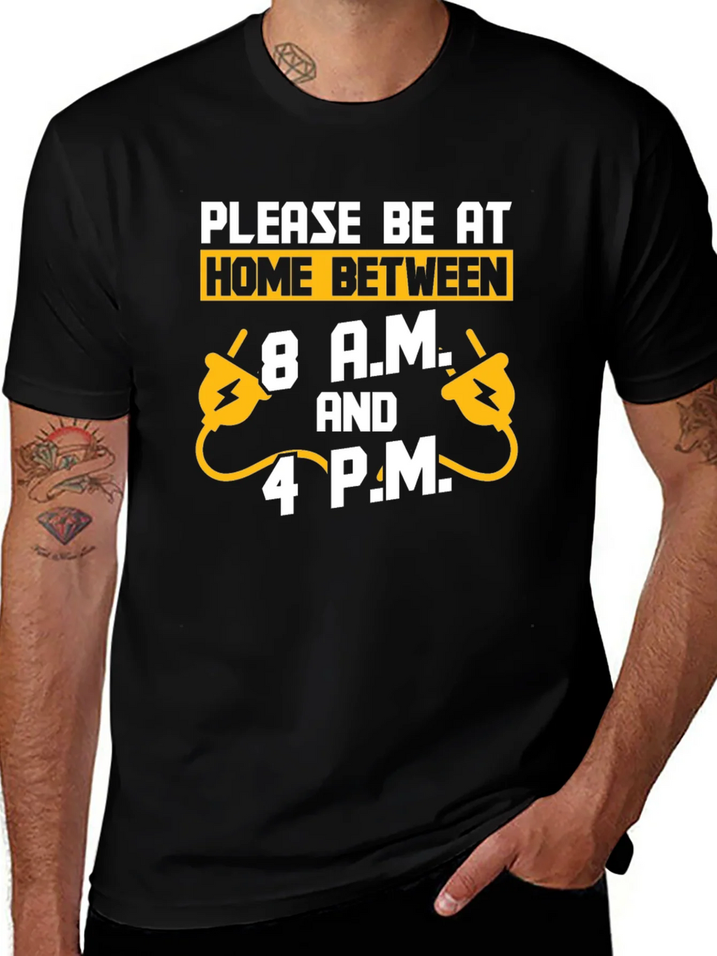 Funny Electrician Please Be Home Mens Black T-Shirt product image 1