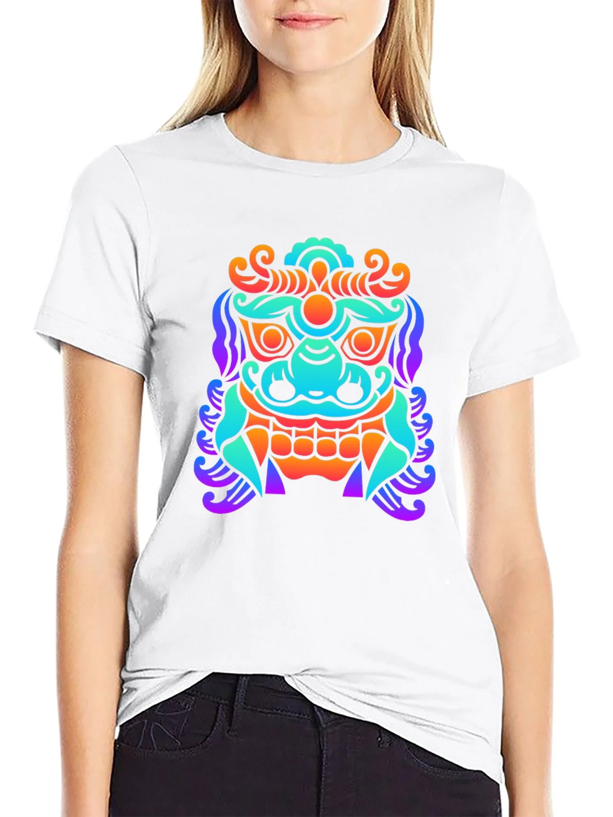 Colorful Graphic Tee - Asian Dragon Print product image 3