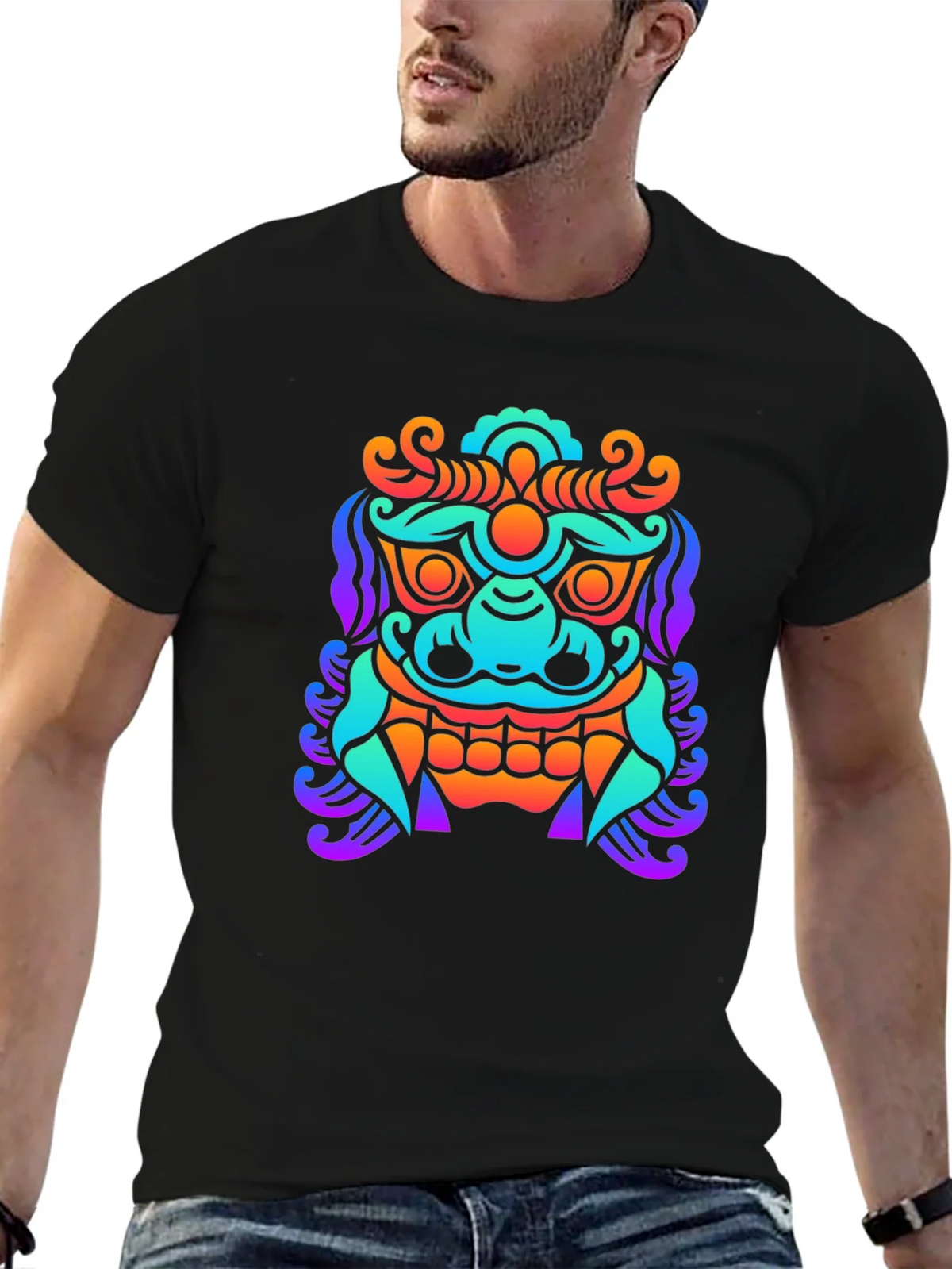 Colorful Graphic Tee - Asian Dragon Print product image 2