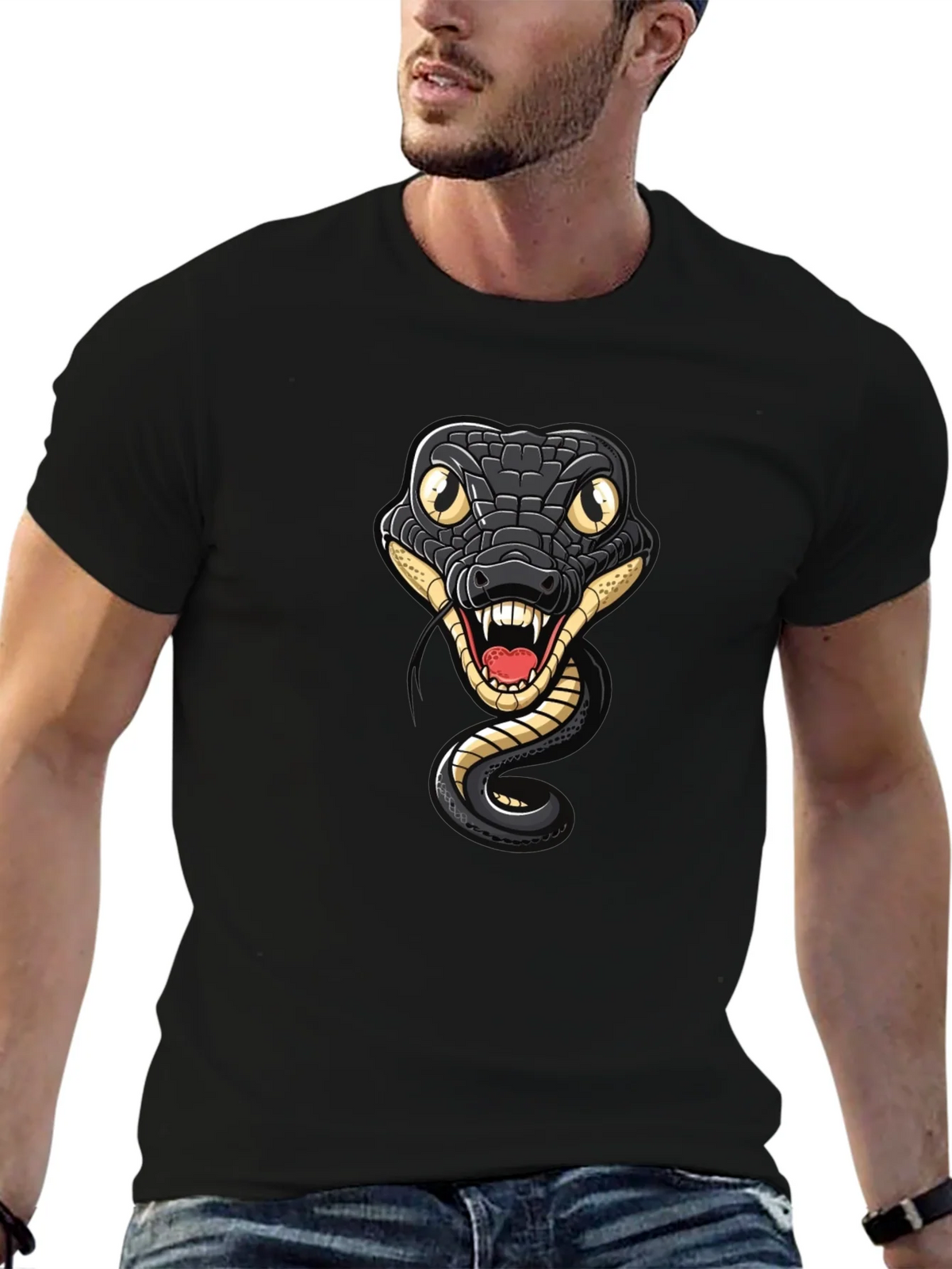 Snake Graphic Tee - Mens Black Cotton T-Shirt product image 6