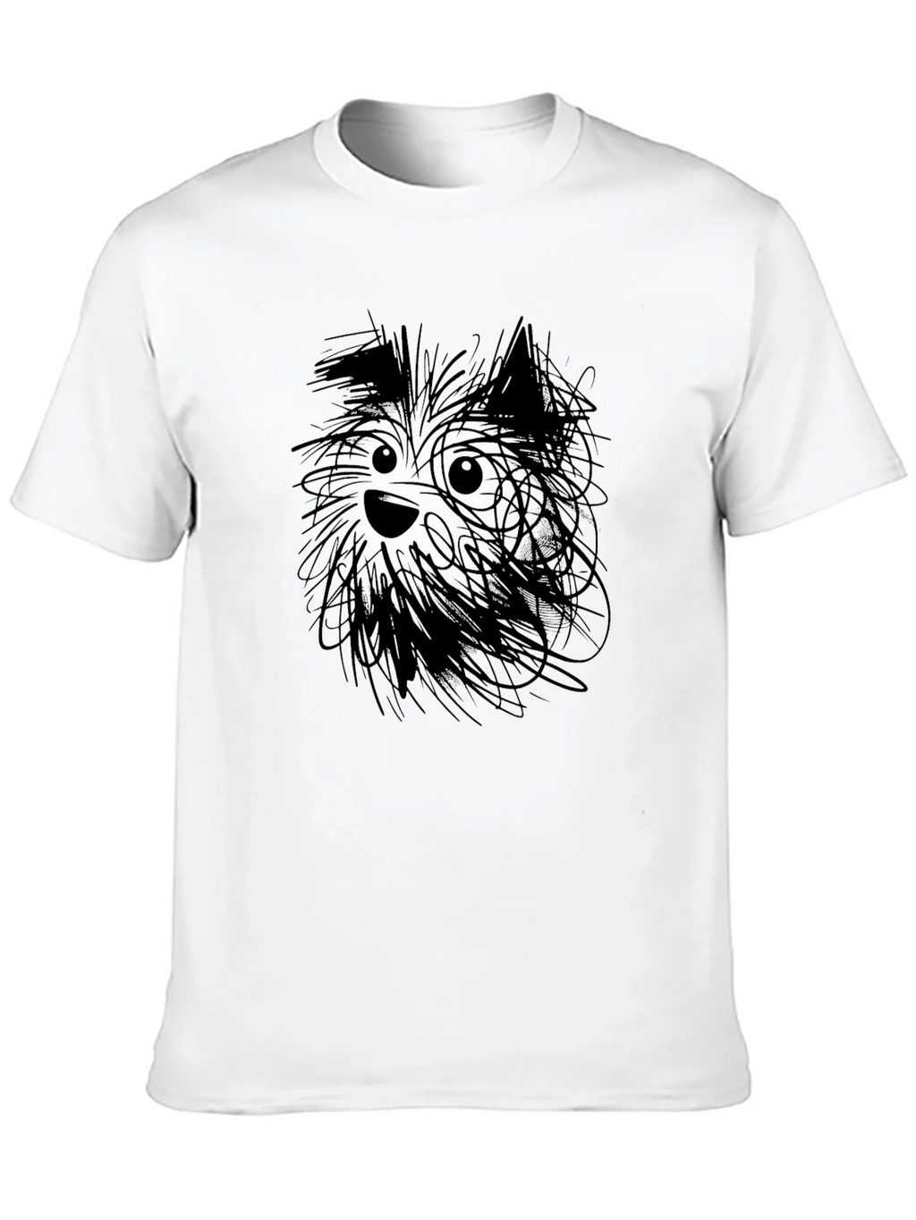 Whimsical Dog Sketch Black T-Shirt product image 7