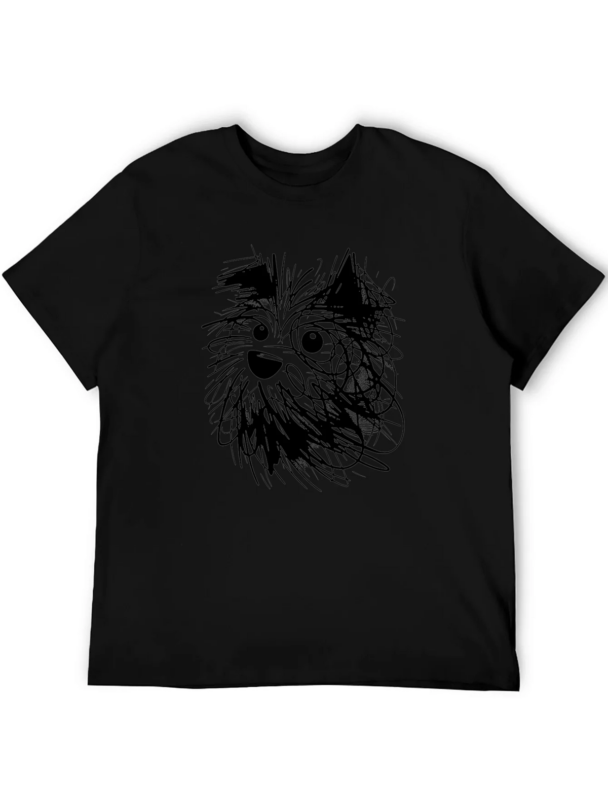 Whimsical Dog Sketch Black T-Shirt product image 3