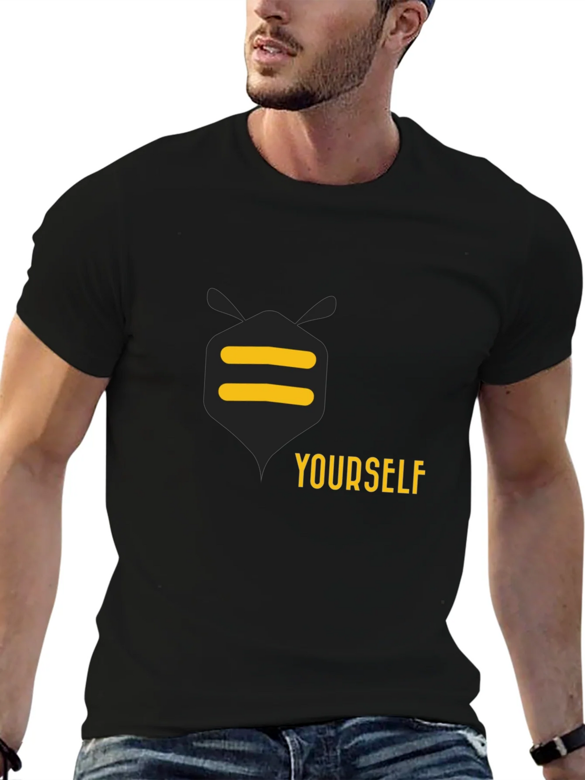 Be Yourself Graphic Tee - Black Cotton Casual T-Shirt product image 5