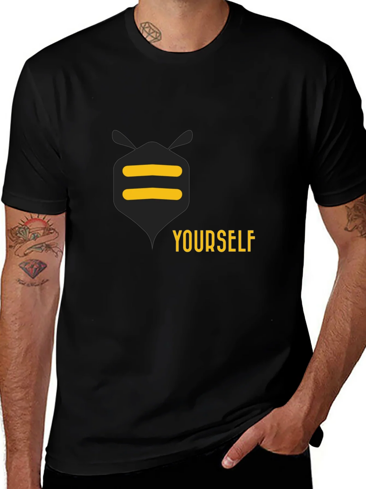 Be Yourself Graphic Tee - Black Cotton Casual T-Shirt product image 1