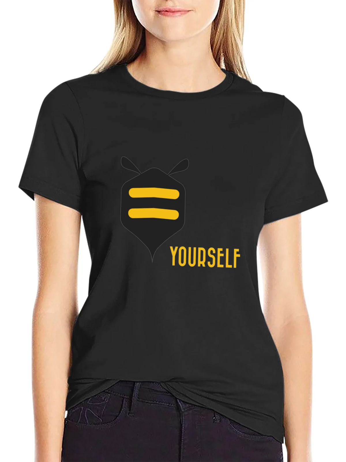 Be Yourself Graphic Tee - Black Cotton Casual T-Shirt product image 2