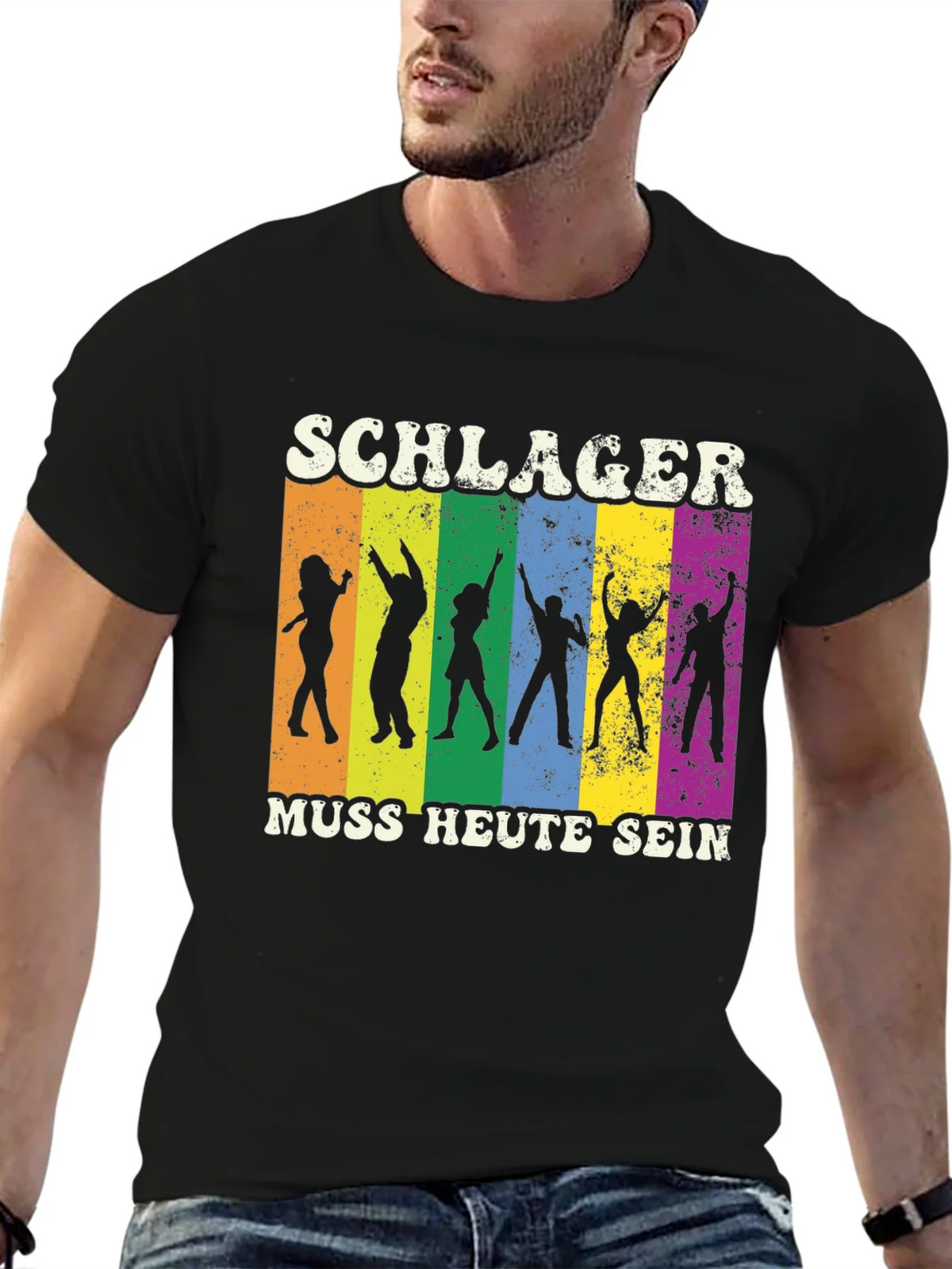 Schlager Muss Heute Sein Black Graphic T-Shirt product image 6