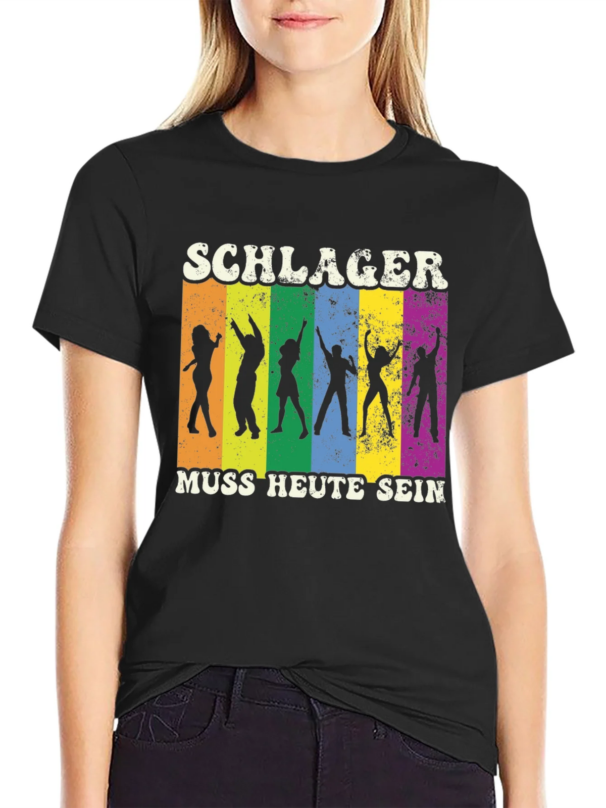 Schlager Muss Heute Sein Black Graphic T-Shirt product image 2