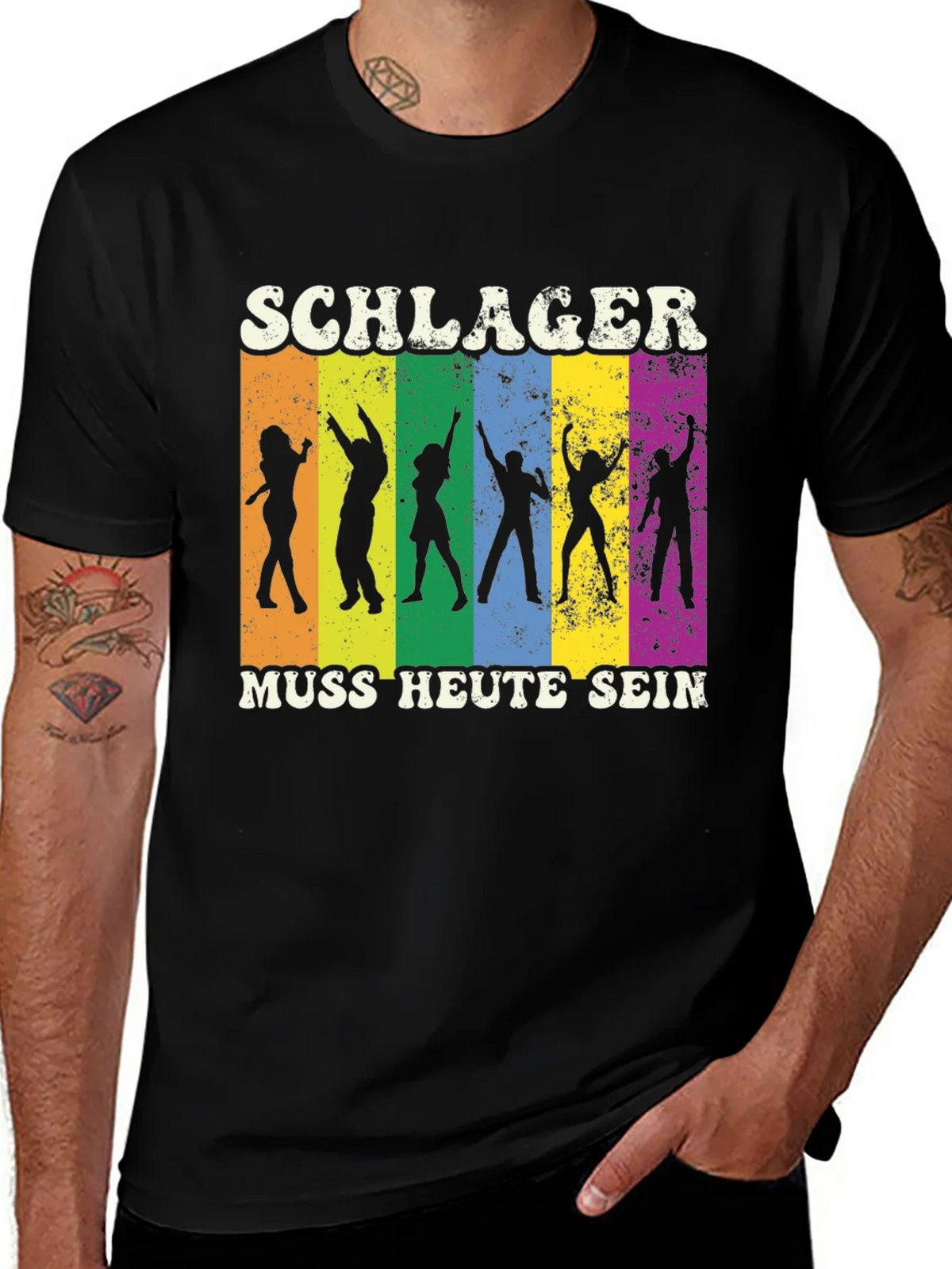Schlager Muss Heute Sein Black Graphic T-Shirt product image 1