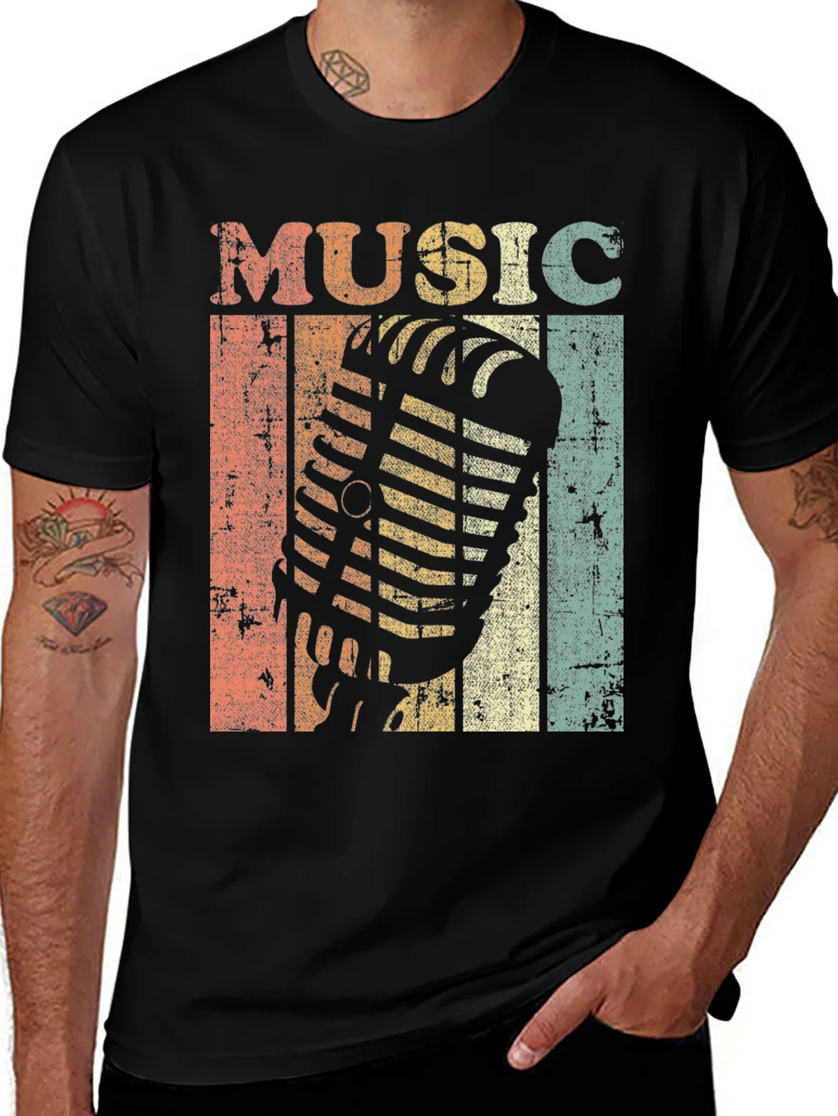 Vintage Music Microphone Graphic Tee product image 1