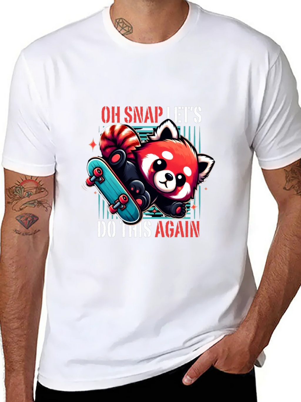 Cool Red Panda Skateboard Graphic Tee product image 7