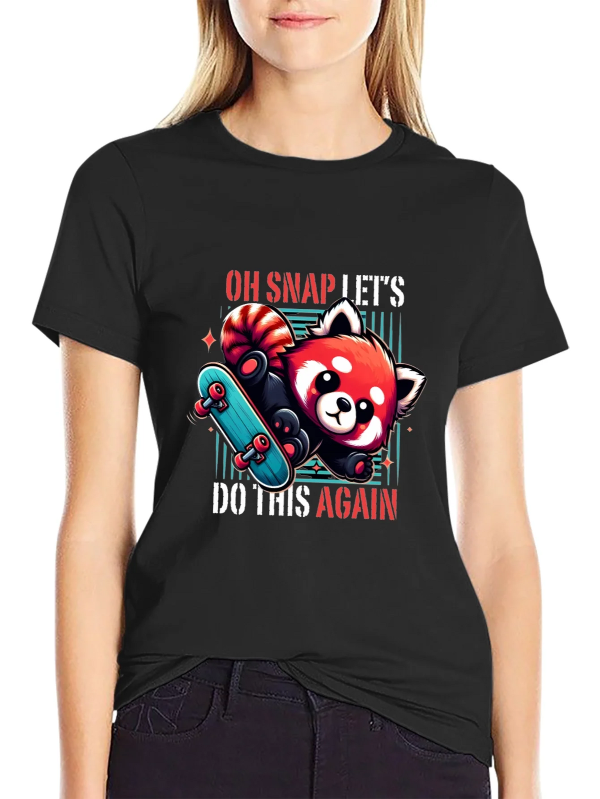 Cool Red Panda Skateboard Graphic Tee product image 2
