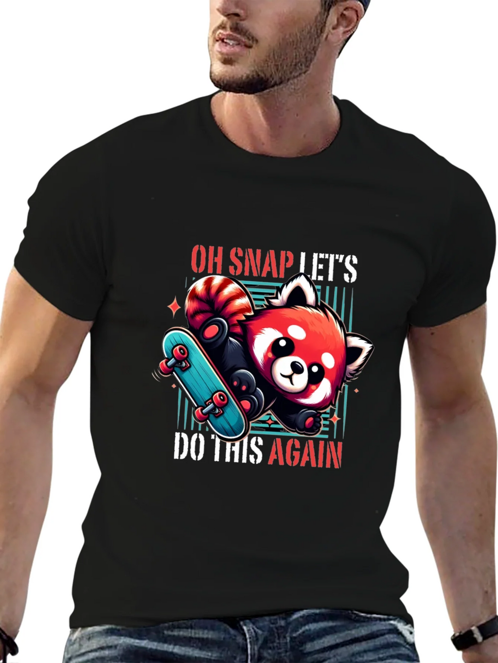 Cool Red Panda Skateboard Graphic Tee product image 6