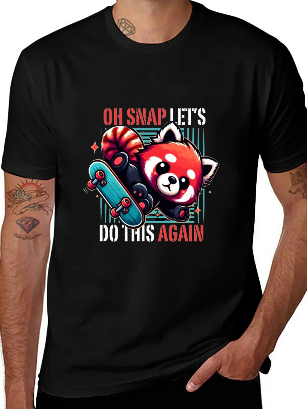 Cool Red Panda Skateboard Graphic Tee product image 1