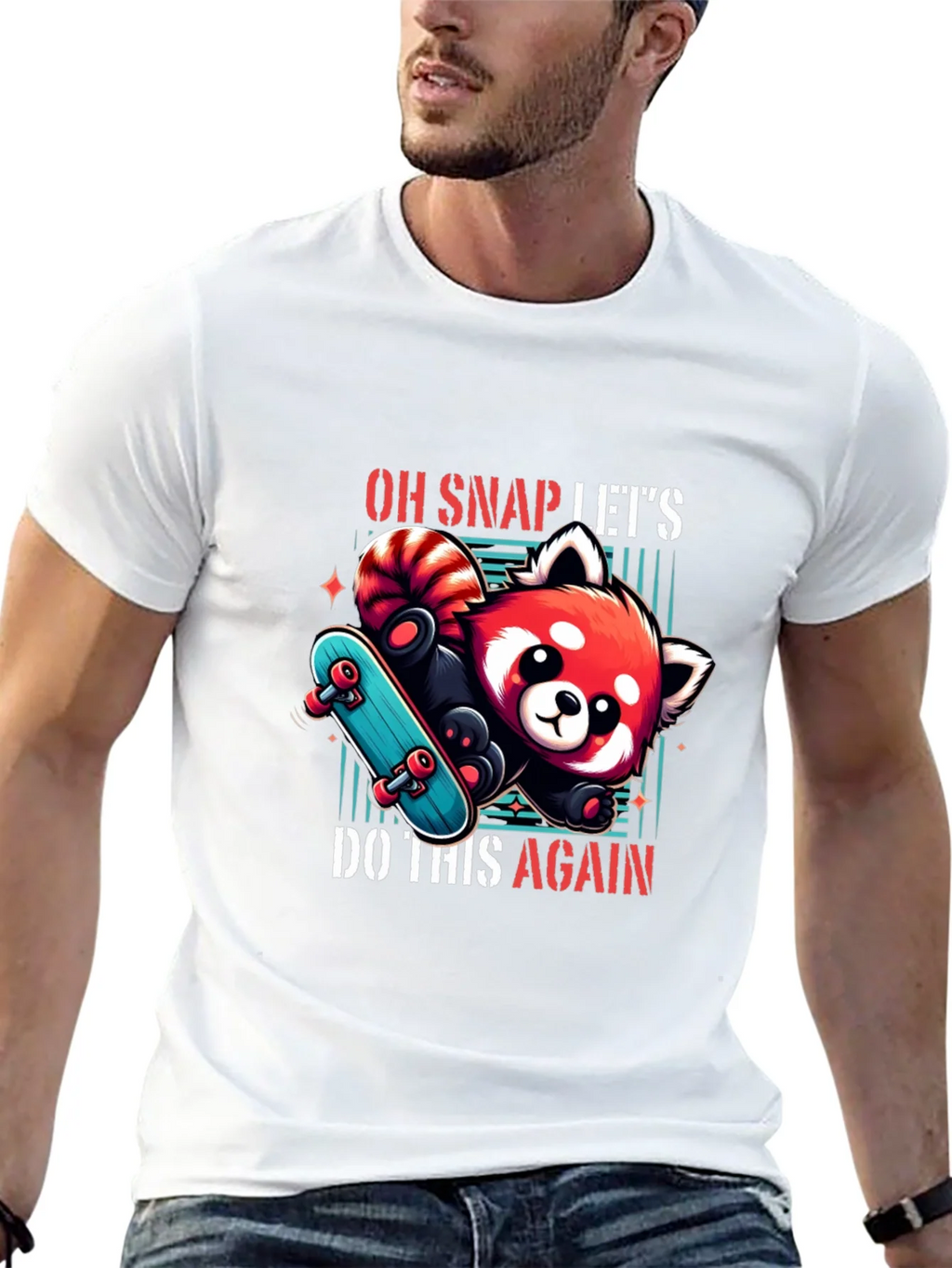 Cool Red Panda Skateboard Graphic Tee product image 12