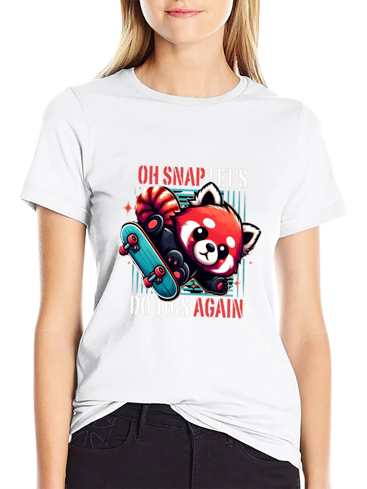 Cool Red Panda Skateboard Graphic Tee product image 8