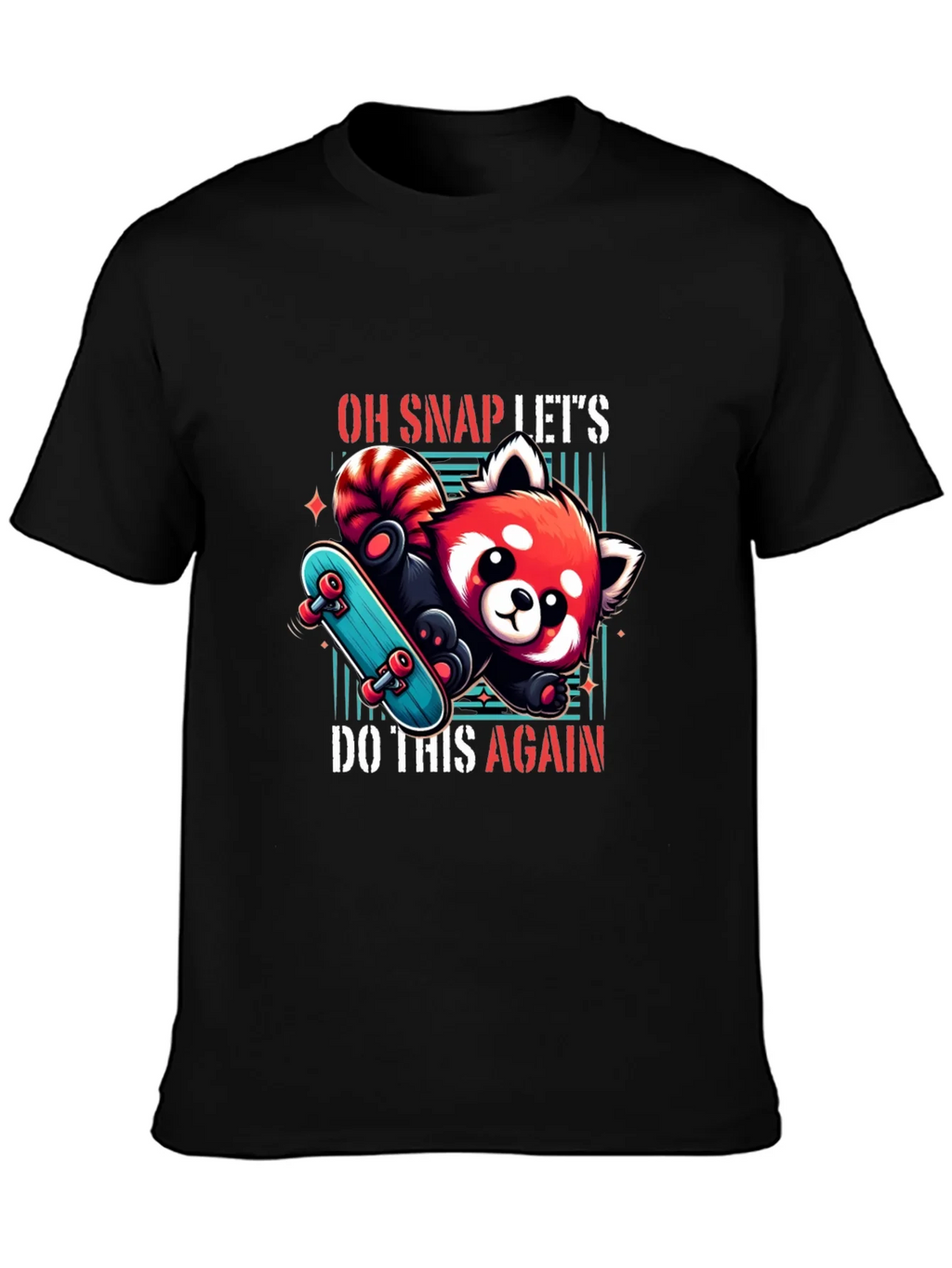 Cool Red Panda Skateboard Graphic Tee product image 3