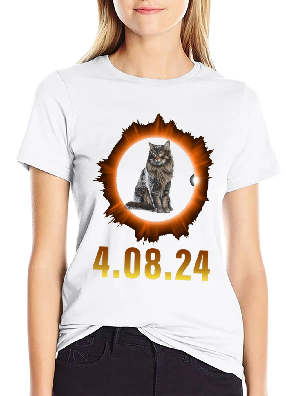 Total Solar Eclipse 4.08.24 Cat Graphic Tee product image 8