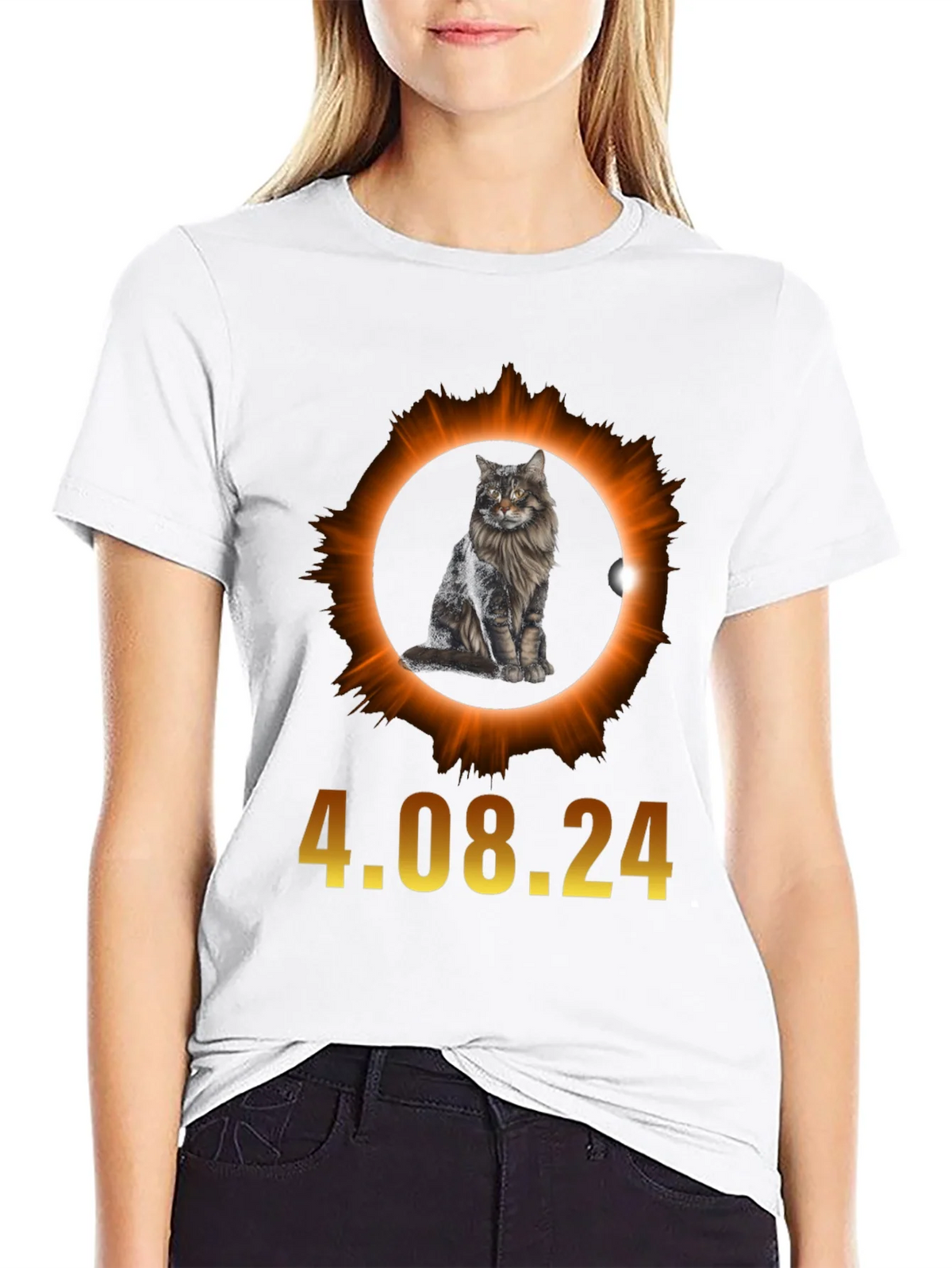 Total Solar Eclipse 4.08.24 Cat Graphic Tee product image 8