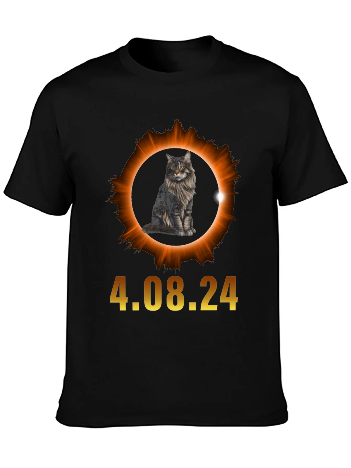 Total Solar Eclipse 4.08.24 Cat Graphic Tee product image 3