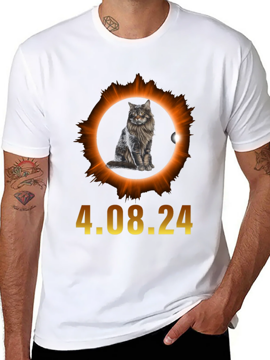 Total Solar Eclipse 4.08.24 Cat Graphic Tee product image 7