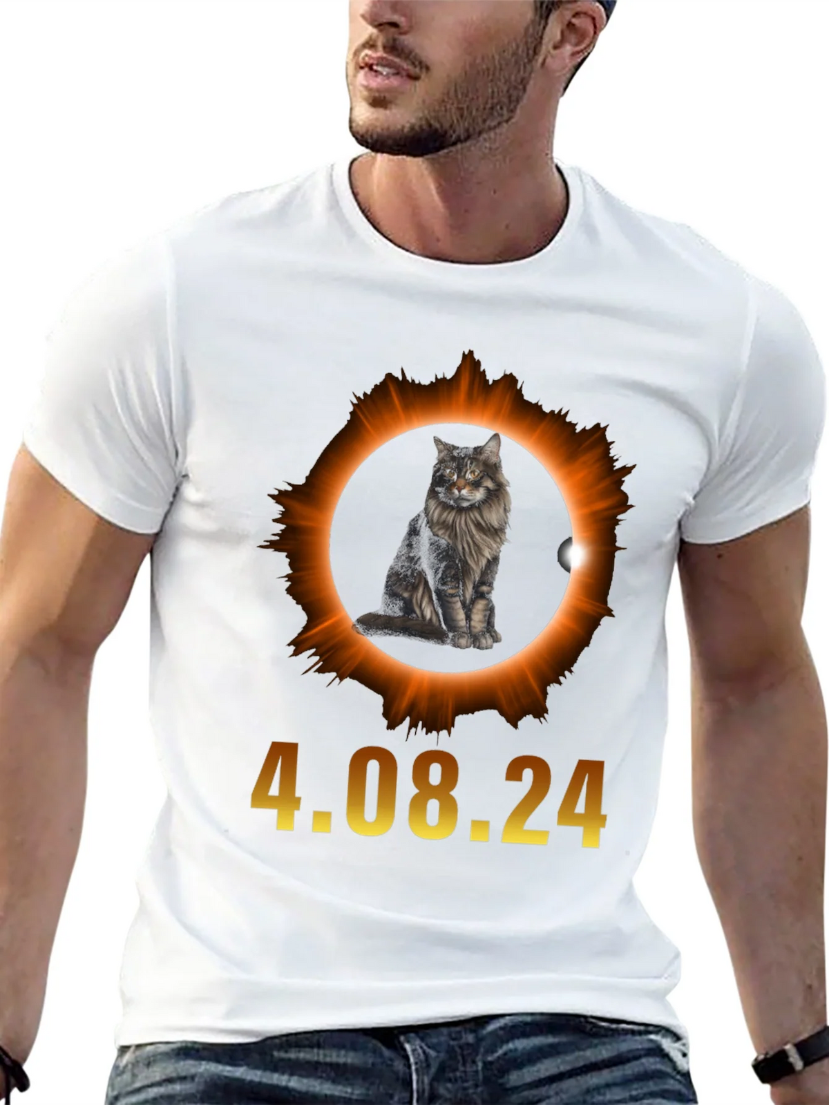 Total Solar Eclipse 4.08.24 Cat Graphic Tee product image 12
