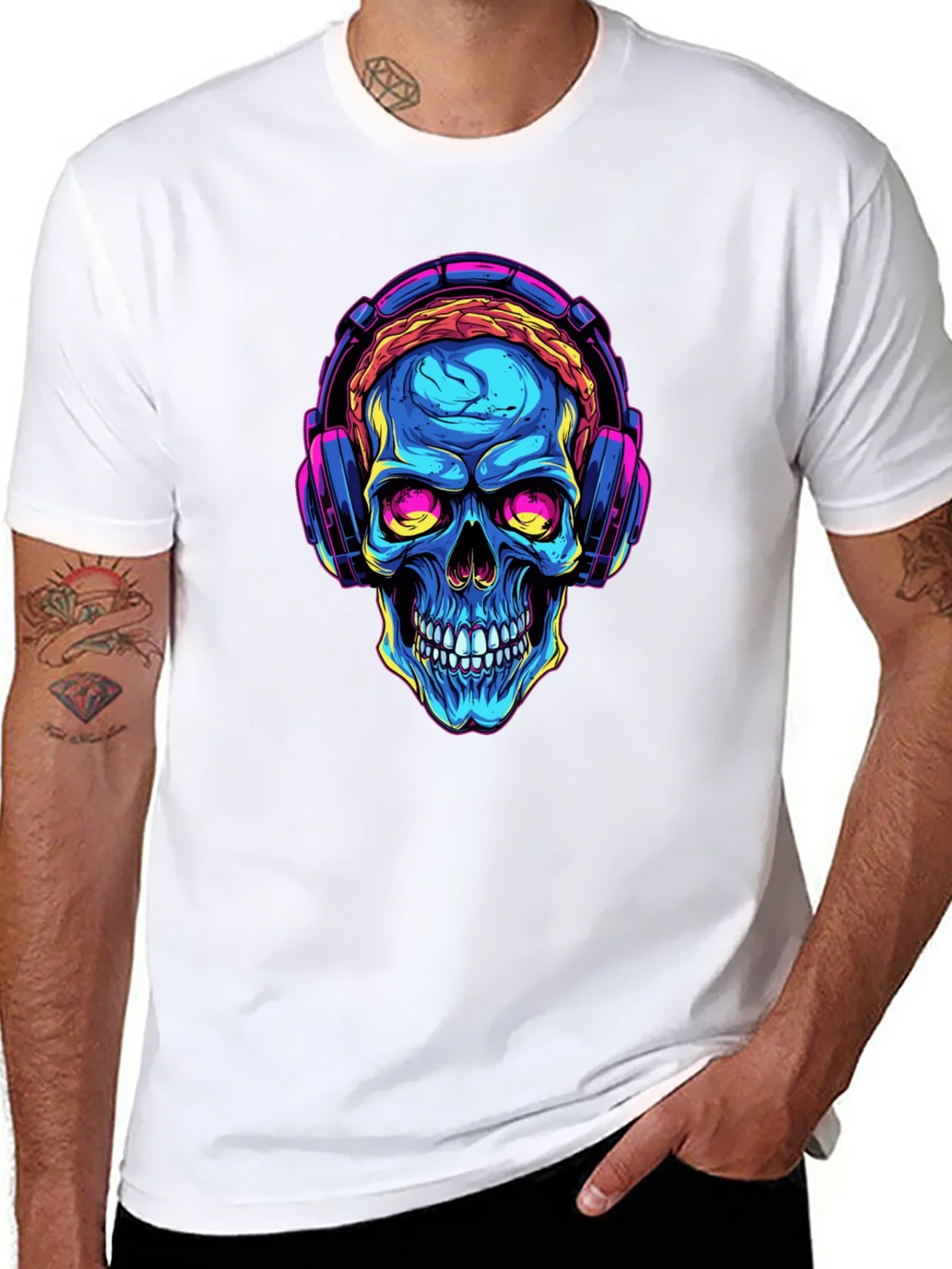 Skull with Headphones Graphic Tee product image 5