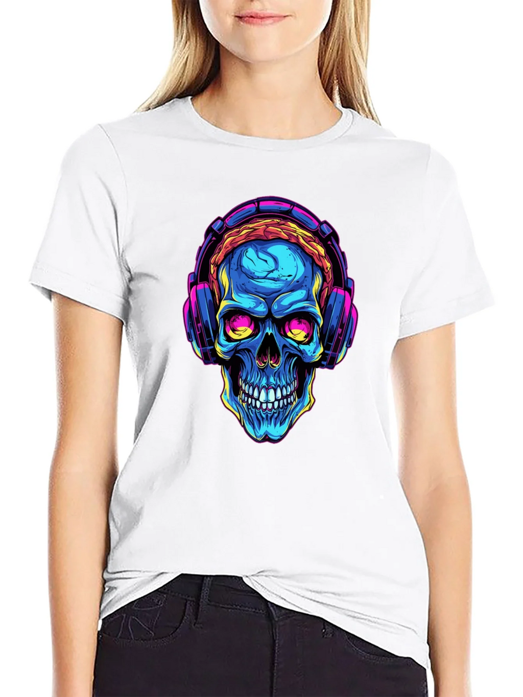 Skull with Headphones Graphic Tee product image 6