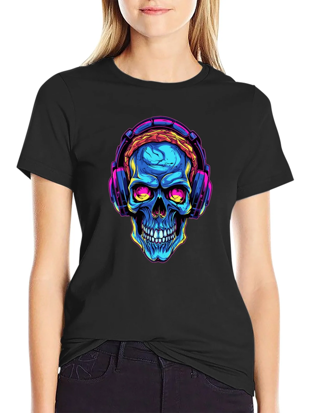 Skull with Headphones Graphic Tee product image 2