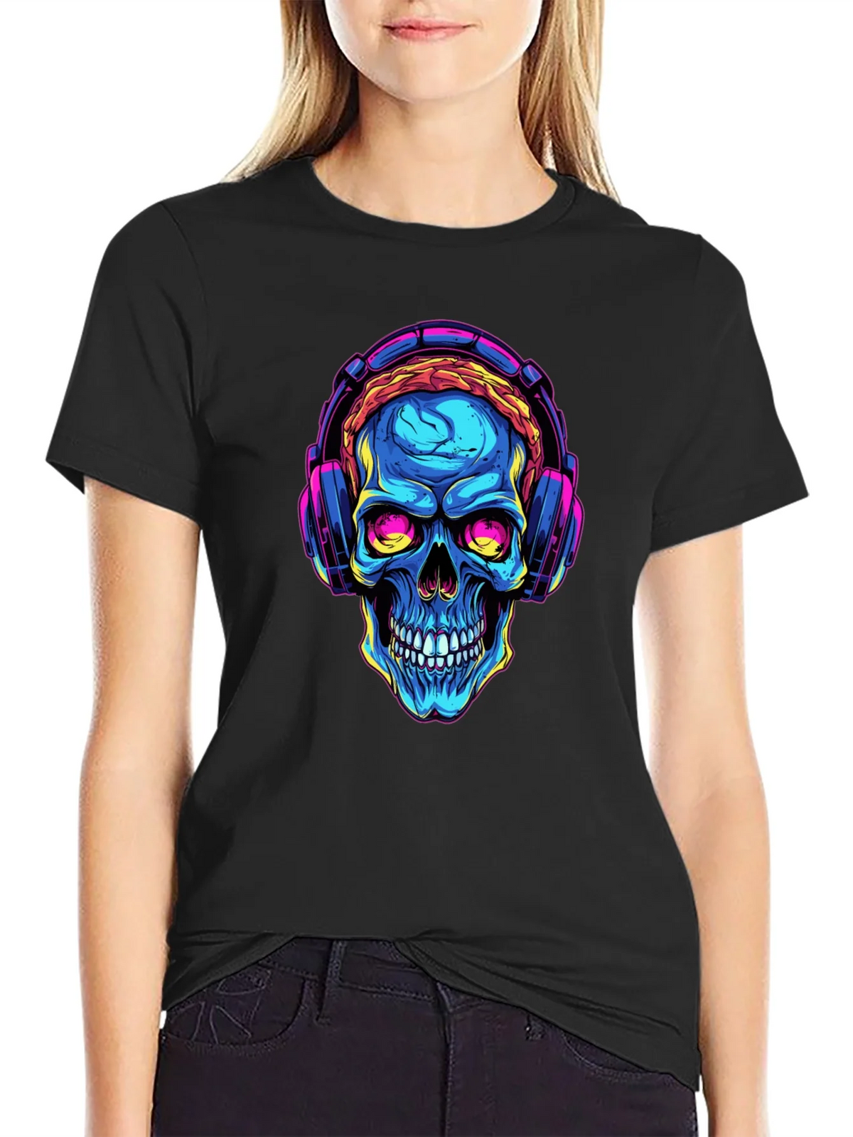 Skull with Headphones Graphic Tee product image 2