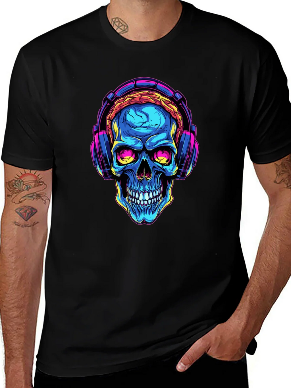 Skull with Headphones Graphic Tee product image 1