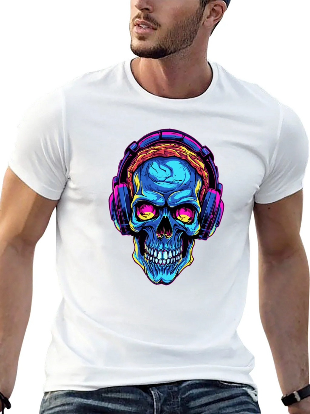 Skull with Headphones Graphic Tee product image 9