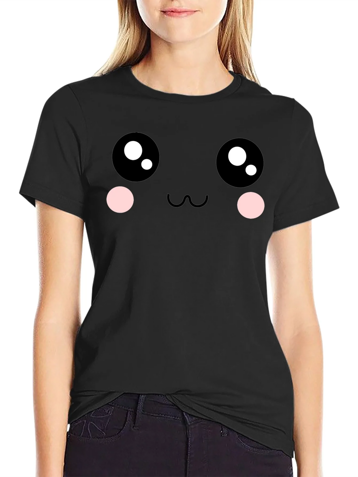 Kawaii Face Graphic Tee - Soft Cotton Blend product image 2