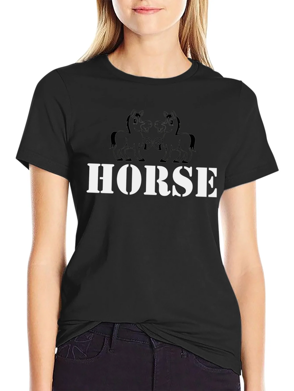 Horse Graphic Tee - Black Cotton T-Shirt product image 2