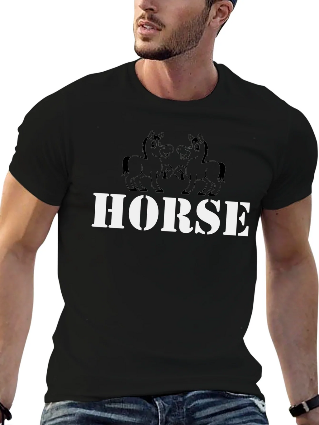 Horse Graphic Tee - Black Cotton T-Shirt product image 6