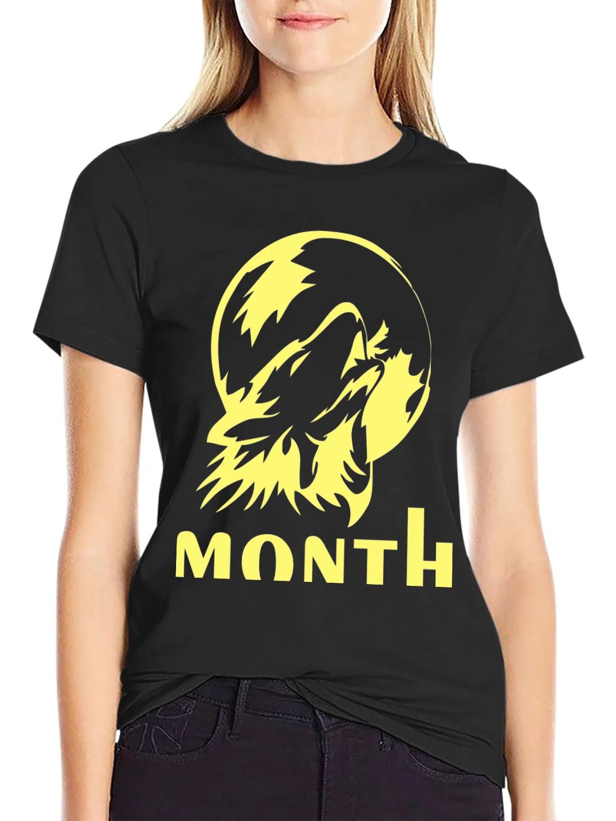 Wolf Howling at Moon Graphic Tee - Black product image 2