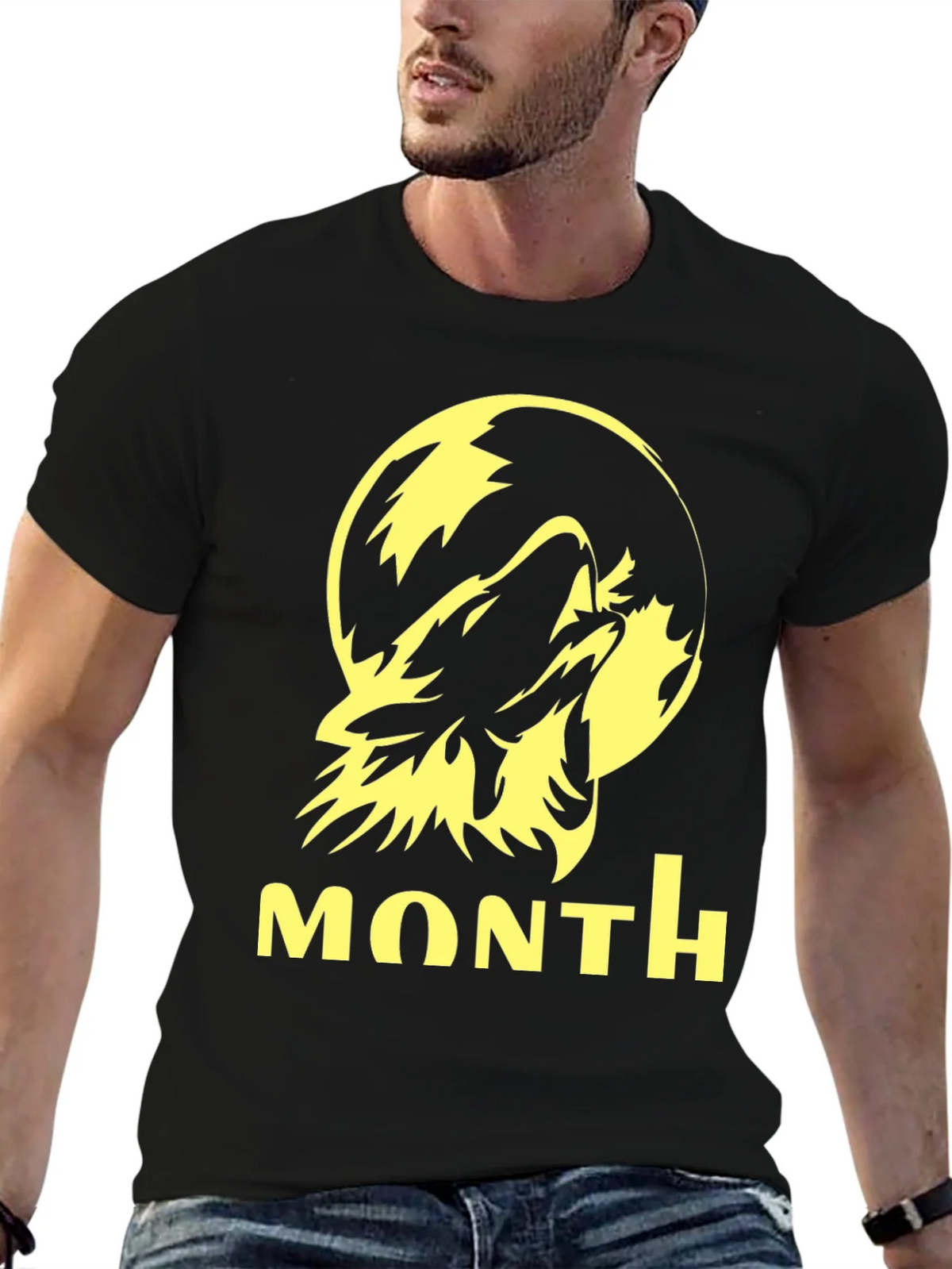 Wolf Howling at Moon Graphic Tee - Black product image 5