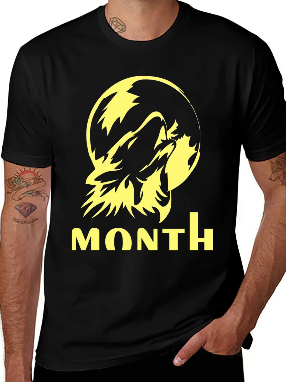 Wolf Howling at Moon Graphic Tee - Black product image 1