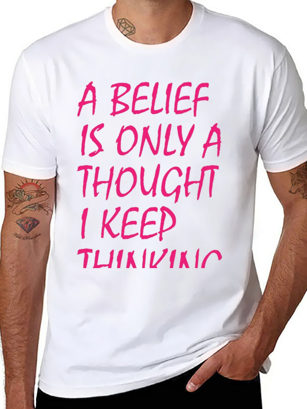 Belief Thought T-Shirt - Black with Pink Text product image 5