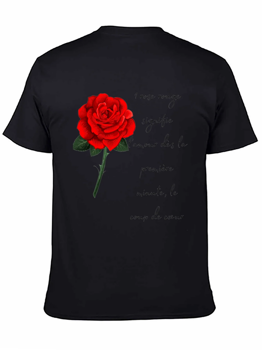 Red Rose Love Graphic Black T-Shirt product image 3