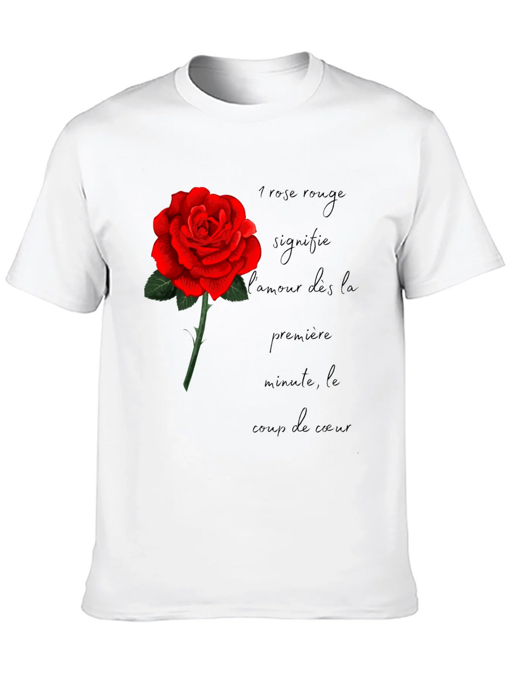 Red Rose Love Graphic Black T-Shirt product image 6