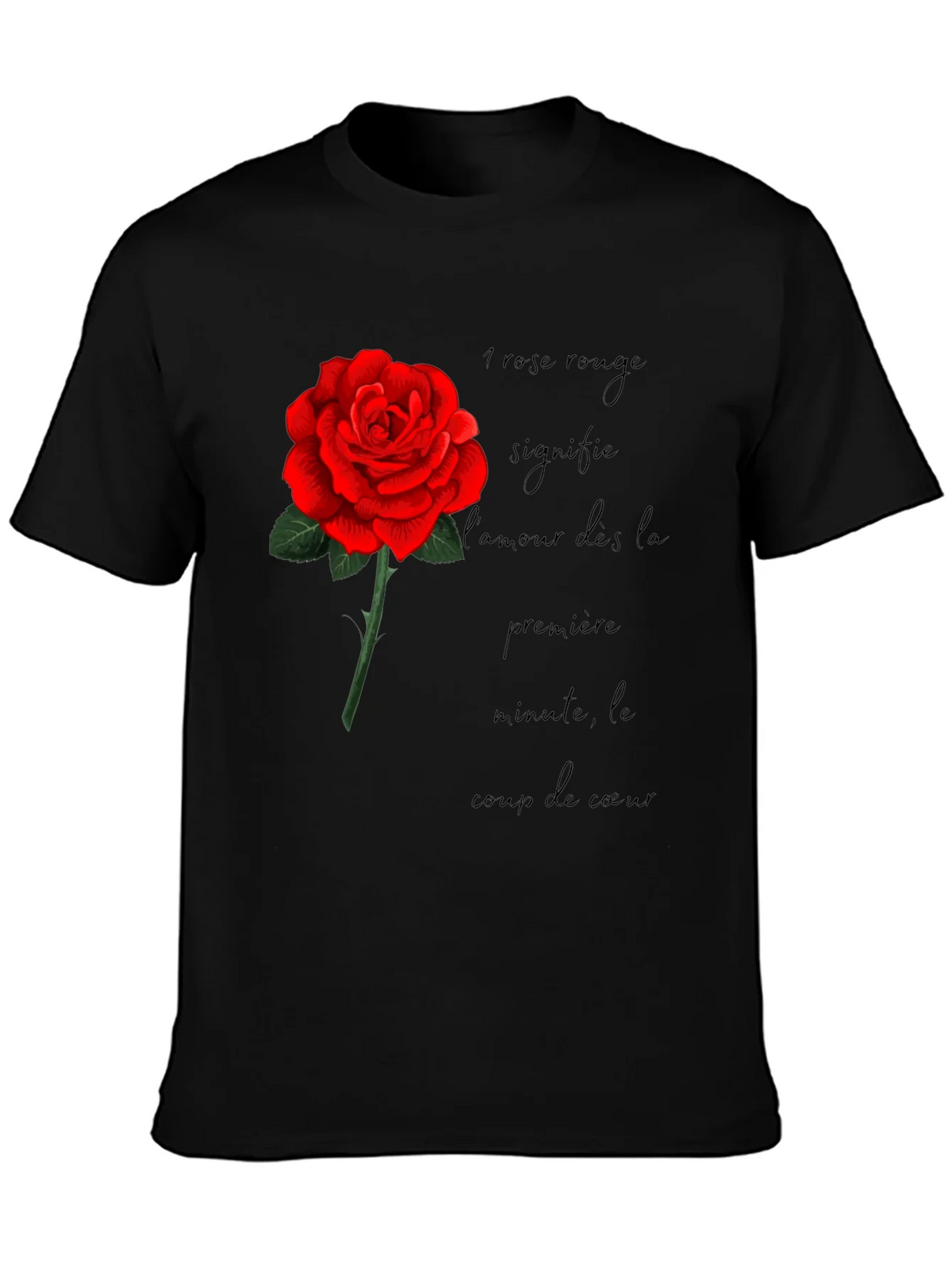Red Rose Love Graphic Black T-Shirt product image 2