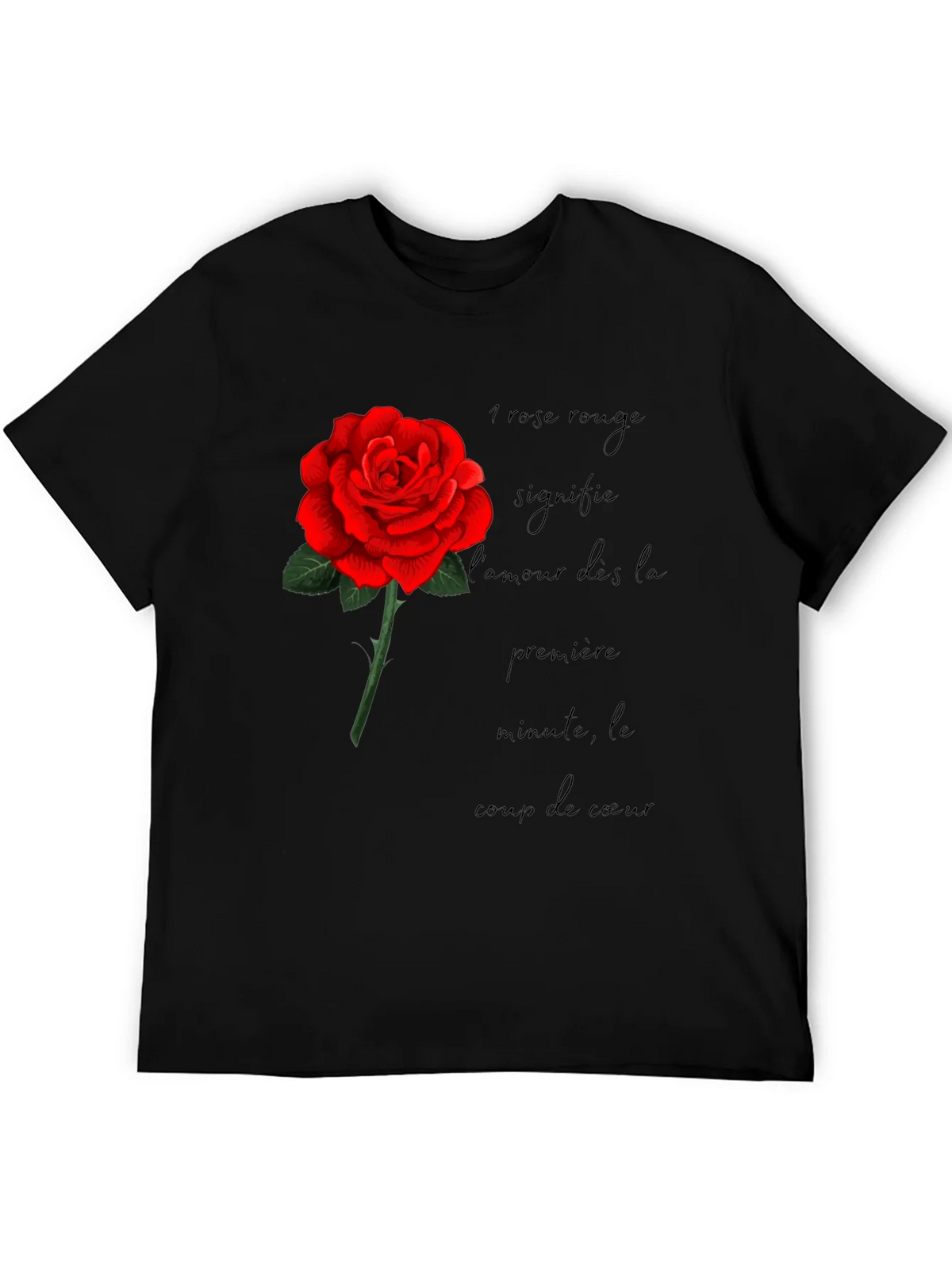 Red Rose Love Graphic Black T-Shirt product image 4